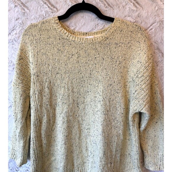 J Jill Sweater Women Small Petite Marled Flecked Yellow 3/4 Sleeve Pullover - Picture 3 of 8